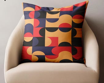 ABAKUHAUS Urban Art Federa Fodera Cuscino, Grattacieli Geometriche, Copricuscino Quadrato Decorativo, 40 cm x 40 cm, Multicolore