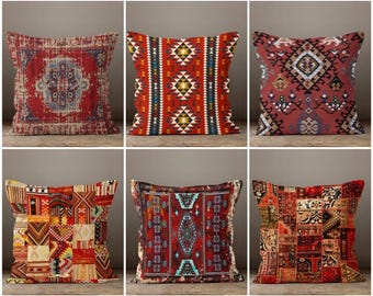 Rug Style Pillow Cover,  Boho Cushion Covers, Southwestern Pillowcase, Decorative Bohemian Home Decor