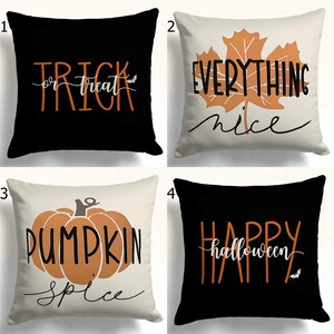 Autumn Halloween Pillow Covers, Pumpkin Patterned Pillowcase, Happy Halloween Themed Cushion Cover, Trick or Treat Home Decor
