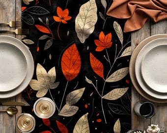 Fall Table Runners, Autumn Leaves Thanksgiving Table Decor, Rustic Seasonal Dining Runner