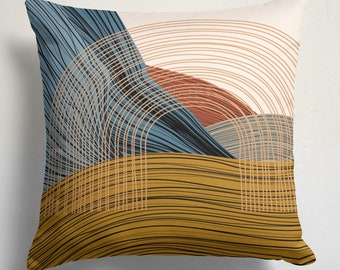 Oreiller abstrait, oreiller bohème, housse minimaliste, housse de coussin bohème, oreillers art abstrait, coussin décoratif, taie d'oreiller art moderne