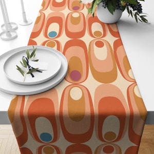Retro Mid Century Modern Geometric Table Runner, Retro Table Runner, Retro Party Table Decor, 70s Table Decor, Geometric Retro Table Runner