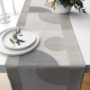 Runner da tavolo astratto minimalista, runner da tavolo retrò di metà secolo, runner da tavolo grigio, runner da tavolo retrò geometrico grigio, runner minimalisti