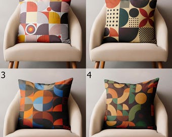 Housse de coussin décorative rétro Bauhaus, style moderne du milieu du siècle