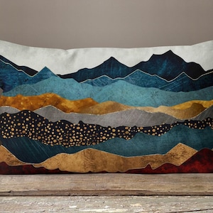 Housse de coussin paysage, Housse de coussin décorative montagnes, Taie d'oreiller décorative paysage, Housse de coussin perroquet, Décoration d'intérieur montagnes 1
