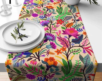 Floral Table Runner, Flowers Print Table Runner, Pink Floral Table Decoration, Purple Table Runner, Print Table Runner, Roses Table Runner