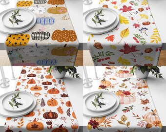 Fall Pumpkin Table Runner, Autumn Leaves Table Runners, Thanksgiving Table Decor