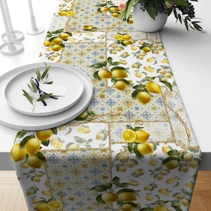 Lemon Table Runner, Yellow Lemon Table Runner, Kitchen, Lemon Tablecloth, Decorative Table Cover, Kitchen Dining Table Runner, Yellow Runner