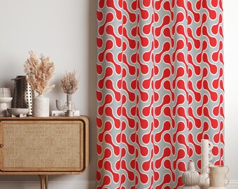 ミッドセンチュリーモダンカーテン、ファンキーレトロカーテンパネル