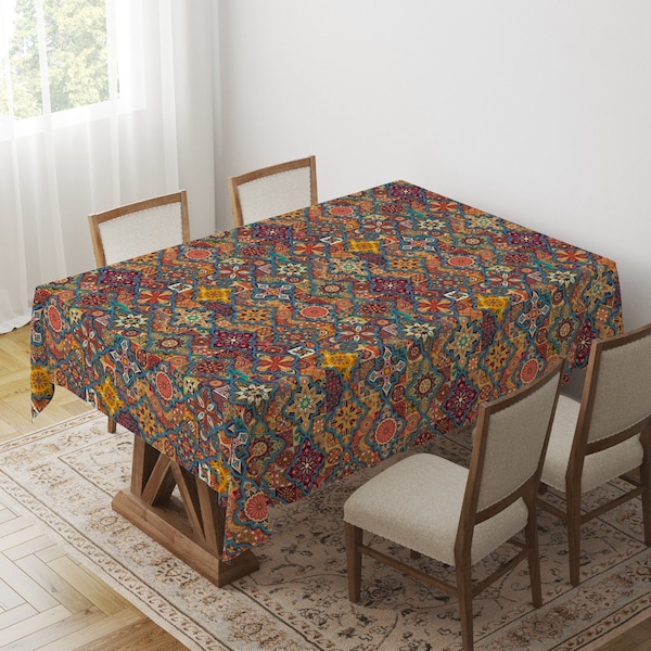 Nappe ethnique boho, nappe aztèque du sud-ouest, nappe imprimée tapis Kilim, décoration intérieure boho, nappe amérindienne