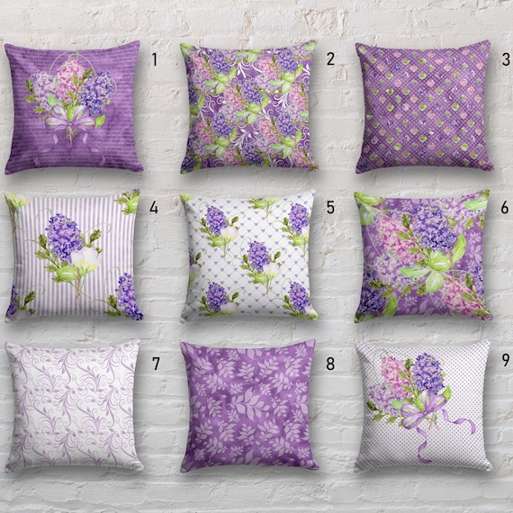 Purple floral pillow hotsell