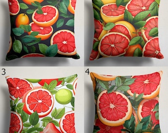 Grapefruit Throw Pillow Cover, Citrus Print Cushion, Summer Fruit Throw Pillow Covers, Citrus Pillow Cover, Grapefruit Cushion Covers