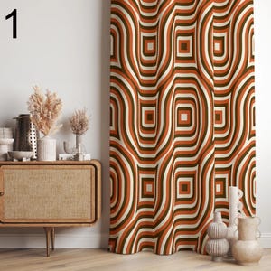 Mid Century Modern Curtain Panels, Retro 70s Curtains, Mcm Curtain, Abstract Retro Style Living Room Curtain, Modern Geometric Curtains