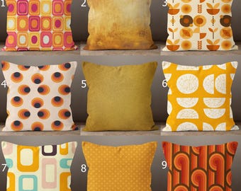 Orange Retro Pillowcase, 70s Style Home Decor Pillow Covers, Mid Century Modern Orange Pillow Cover, Retro Vintage Cushion Cover