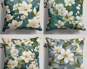 Floral Throw Pillow Covers, White Floral Cushion Cover, Floral Daisy Cushion Cover 16x16, 18x18, 20x20, Colorful Floral Pillow,