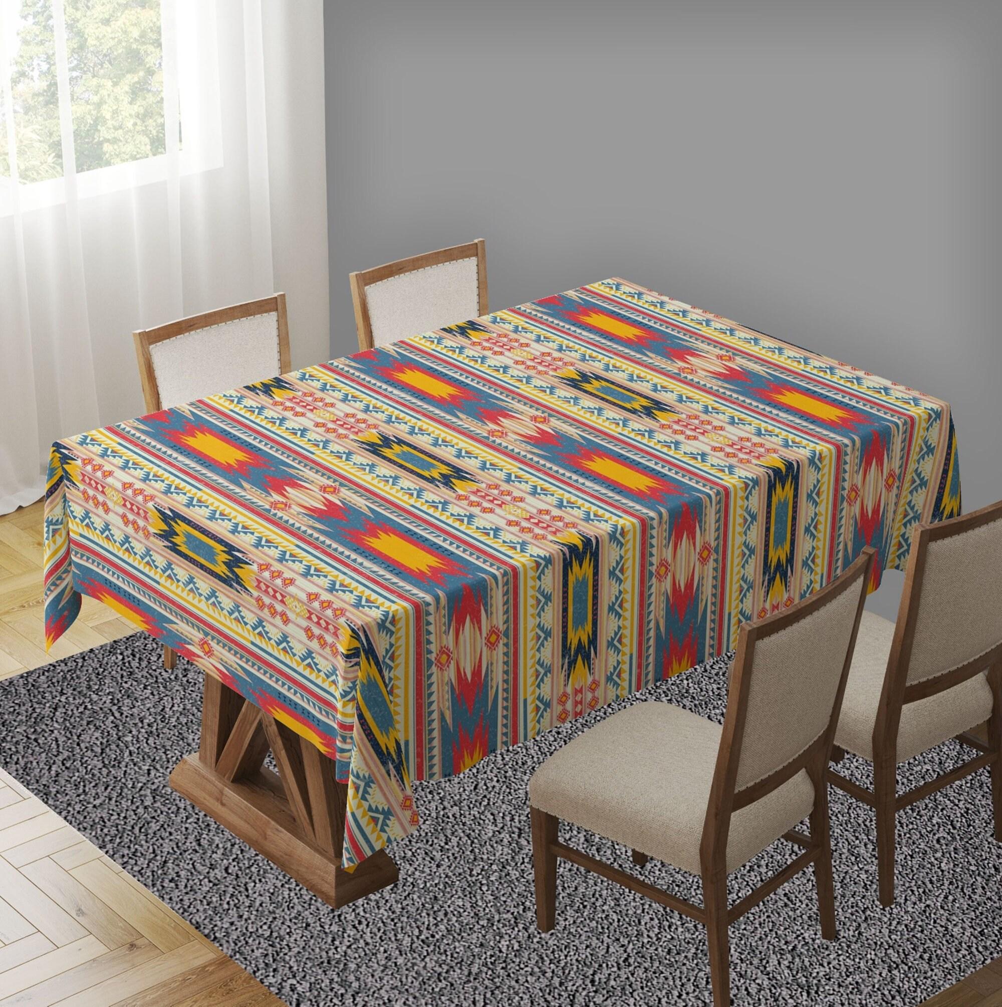 Rugðnic Tablecloth, Kilim Rug Print Tablecloth, Ethnic Boho Tablecloth ...