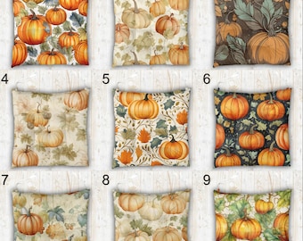 Thanksgiving Pumpkin Chair Cushion with Ties, Autumn Harvest Gourd Print Seat Pads, Pumpkin Chair Pads for Fall Kitchen Dining Room