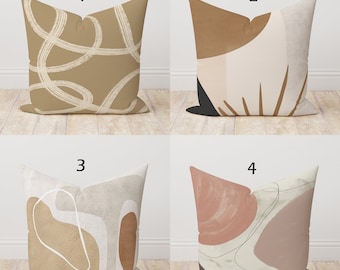 Modern Abstract Pillow Cover, Beige Abstract Throw Pillow Cover, Decorative Beige Pillow Covers, Minimalist Abstract Cushion Cover