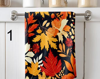 Fall Tea Towel, Autumn Fingertip Towels, Fall Maple Leaf Gift