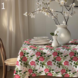 Floral Tablecloths, Flowers Cottagecore Kitchen Tablecloths, Flowers Table Cover, Floral Summer Table Linens, Flowers Print Tablecloth