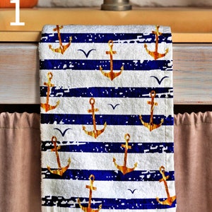 Nautical Tea Towels, Maritime Printed Dish Towel, Sailor Tea Towel, Coastal Kitchen Decor Tea Towels, Anchor Hand Towels