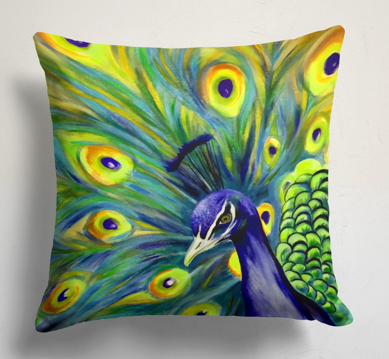 Peacock Pillow Cover Peacock Cushion Cover Peacock Tail Etsy