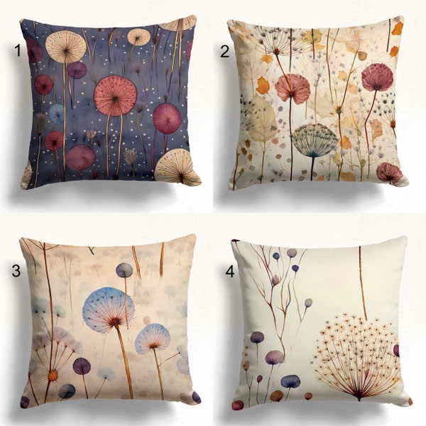 Flying Dandelion Decorative Throw Pillow Covers, Floral Cushion Covers, Dandelion Floral Pillow Cases, Floral Pillow Covers