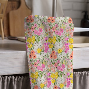 Torchons fleuris, torchon fleurs sauvages, serviette fleurs printanières, essuie-mains fleurs sauvages, torchon fleurs sauvages