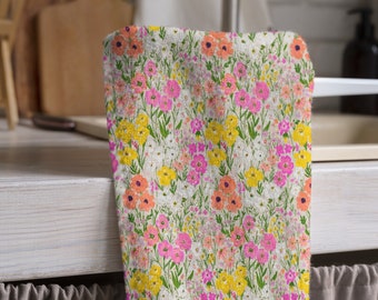 Floral Tea Towels, Wildflowers Dish Towel, Spring Flowers Towel, Wildflowers Hand Towel, Wildflowers Kitchen Towel
