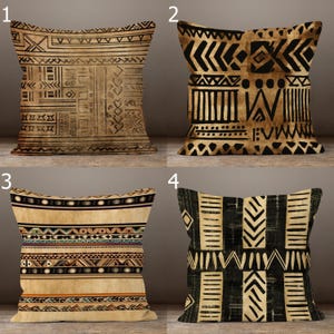 Mudcloth Pillow Covers, African Tribal Cushion Covers, Ethnic Boho Home Decor, Rustic Earth Tone Throw Pillow Case