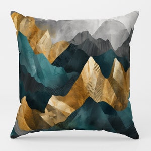 Landscape Pillow Covers, Abstract Mountain Pillow Case, Landscape Cushion Cover, Mountains Throw Pillow Cover, Abstract Landscape Pillowcase