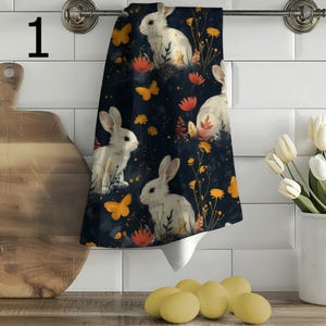 Easter Floral Tea Towels, Easter Bunny Dish Towel, Decorative Easter Hand Towel, Spring Kitchen Towels, Easter Spring Kitchen Decor