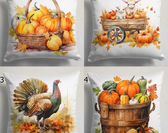 Thanksgiving Throw Pillow Cover, Autumn Pumpkin Harvest Pillow