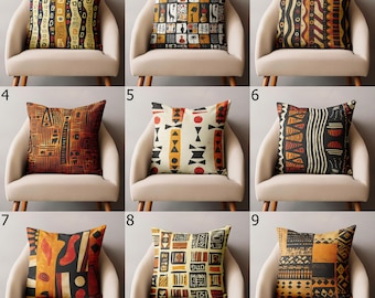 Housses de coussin à motifs tribaux africains, style bohème ethnique