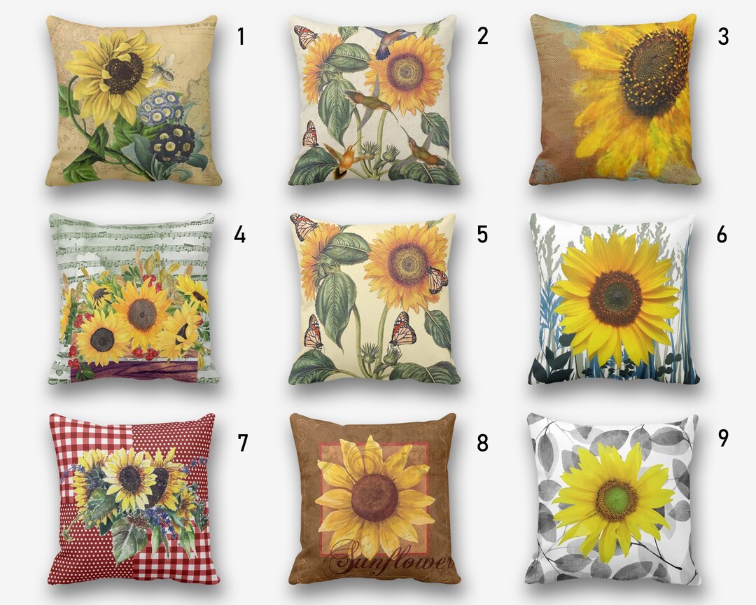 Sunflowers Pillow Covers, Yellow Sunflowers Pillow, Sunflowers Cushion
