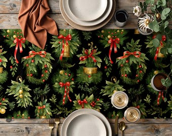 Christmas Table Runner, Holiday Greenery Runners, Xmas Botanical Table Decor