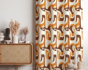 レトロカーテン、ミッドセンチュリーカーテンパネル、レトロ