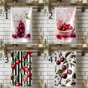 Red Cherry Summer Kitchen Decor, Cherry Tea Towels, Sweet Cherry Kitchen Towels, Fresh Picked Cherry Kitchen Towels, Summer Fruit Towels