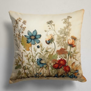 Vivid Floral Pillow Case, Wildflowers Pillow Covers, Flowers Throw Pillow Covers, Floral Cushion Cover