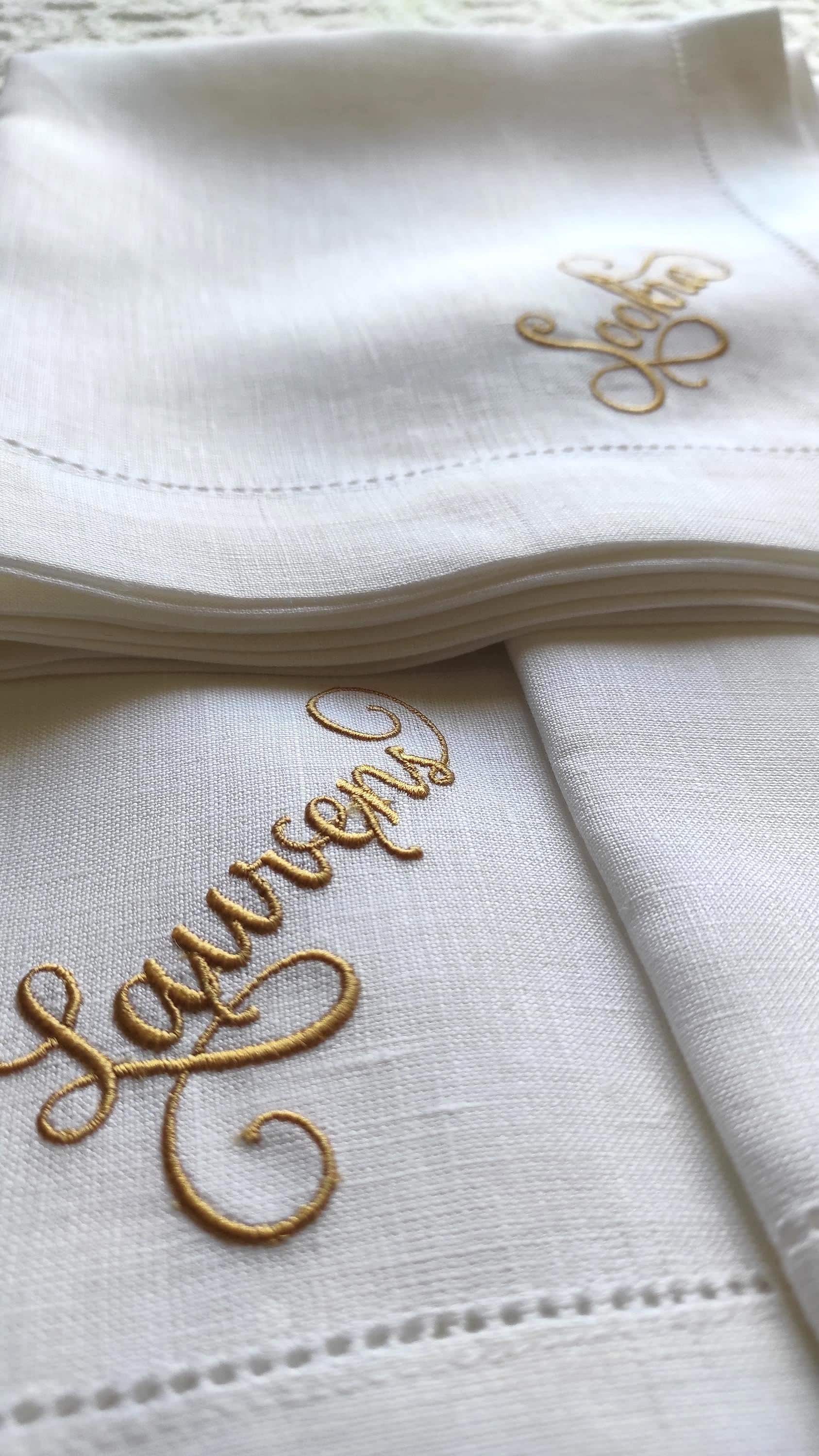 Tovaglioli monogrammati con tasca per posate, confezione da 50