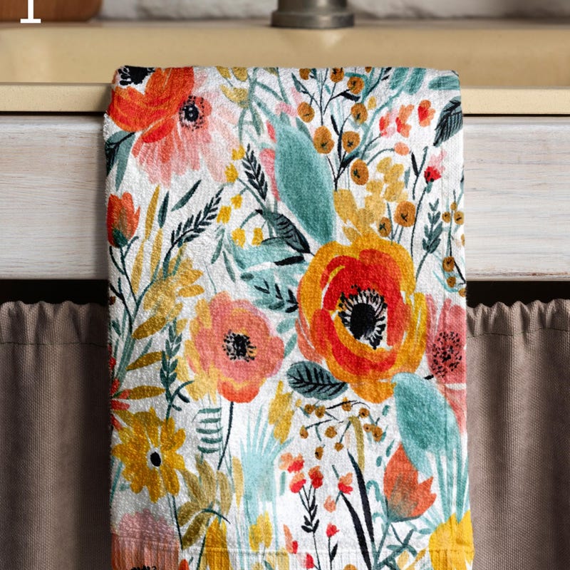 Kitchen Tea Towel - Floral Boots