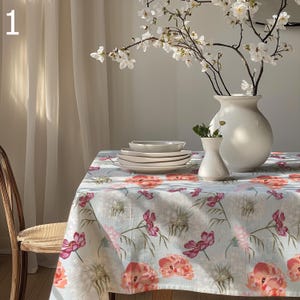 Floral Tablecloths, Flowers Cottagecore Kitchen Tablecloths, Flowers Table Cover, Floral Summer Table Linens, Flowers Print Tablecloth
