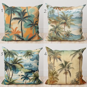 Tropical Hawaii Palm Tree Cushion Cover, Hawaii Palm Tree Pillow Cover, Palm Tree Pillow Sham, Tropical Palm Leaves Throw Pillow Covers