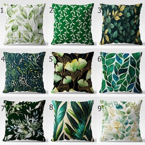 Botanical Pillow Covers, Green Leaf Pillow Covers, Botanical Leaves Cushion Cover, Botanic Green Leaves Pillowcase, Tropical Leaf Pillowcase