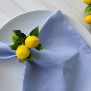 Artificial Lemon Napkin Ring, Farmhouse Lemon Napkin Rings, Faux Lemon Napkin Holders, Summer Garden Parties Lemon Napkin Rings