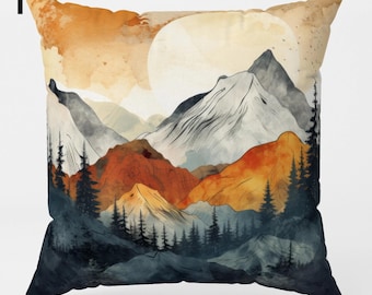 Landscape Pillow Covers, Abstract Mountain Pillow Case, Landscape Cushion Cover, Mountains Throw Pillow Cover, Abstract Landscape Pillowcase