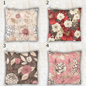 Floral Outdoor Print Chair Cushion, Flowers Waterproof Chair Pads, Colorful Floral Chair Pads with Ties, Summer Flowers Patio Chair Pads