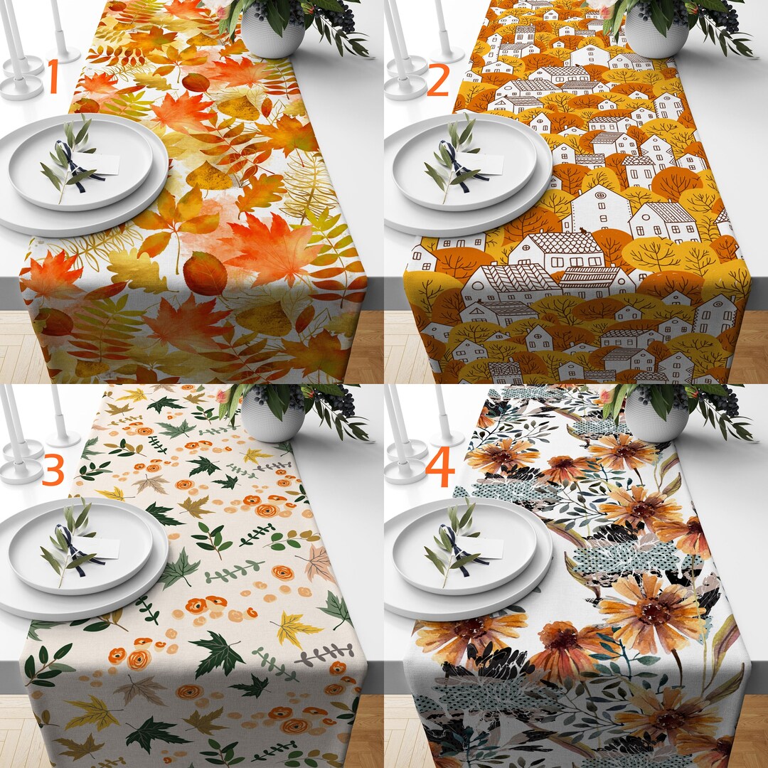 Autumn Table Runner Fall Pumpkin Table Decor Thanksgiving - Etsy