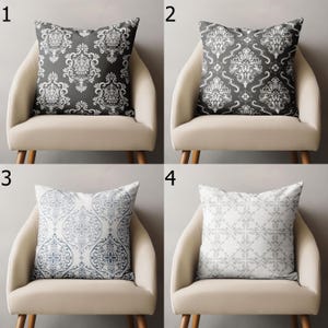 Vintage Style Damask Grey Pillowcases, Luxury Baroque Pillow Covers, Gray Damask Print Cushion Cover, Elegant Damask Throw Pillow Covers
