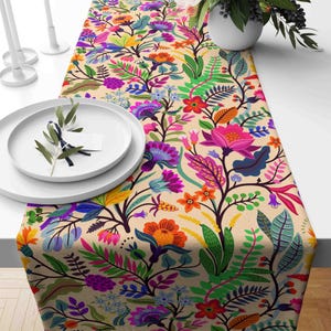Floral Table Runner, Wildflowers Print Table Runner, Wildflowers Bloom Flowers Spring Table Runner, Colorful Floral Table Runner